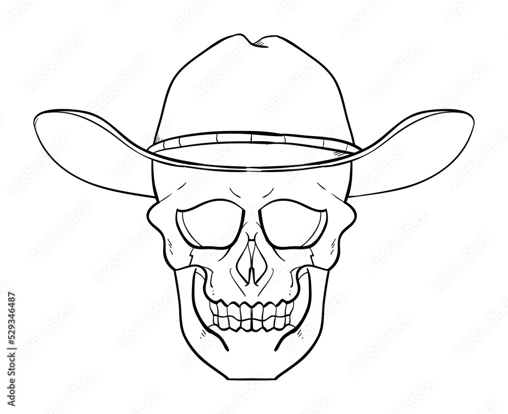 skull and hat  lineart