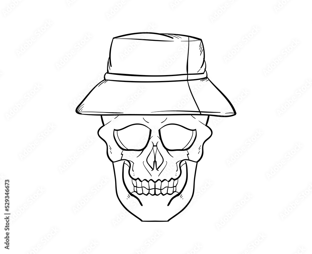 skull and hat  lineart