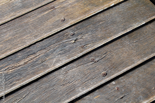 Close up textured background of a wooden boardwalk