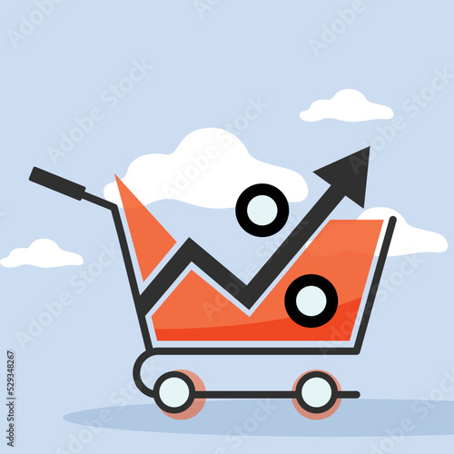 Rising food prices crisis and rising commodities prices, consumer goods price rise vector illustration