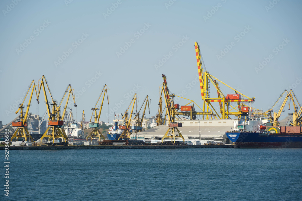Constanta commercial port. photo in August 2022. photo during the day.