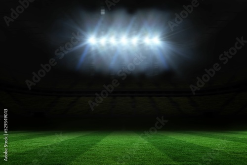 Football pitch under spotlights © vectorfusionart