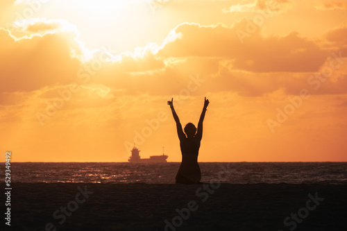 Figure of a Woman - Sunrise at the Beach (Horizontal)