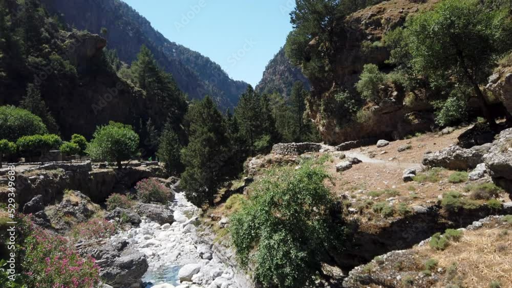 Traveling camera movement through natural landscape of Samaria Gorge Traveling camera movement through natural landscape of Samaria Gorge