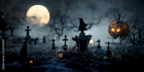 Fotografia, Obraz Halloween day eyes of Jack O' Lanterns trick or treating Samhain All Hallows' Ev