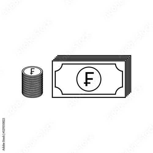 French Currency, France Money Icon Symbol. French Franc, FRF. Vector Illustration photo