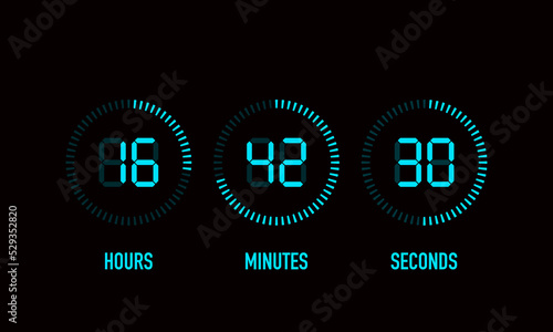 Digital clock face showing time, hours, minutes, and seconds