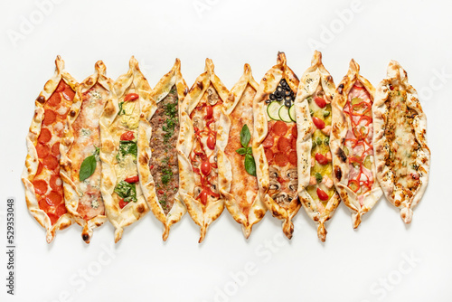 Traditional arabic pizza lahmacun pide photo