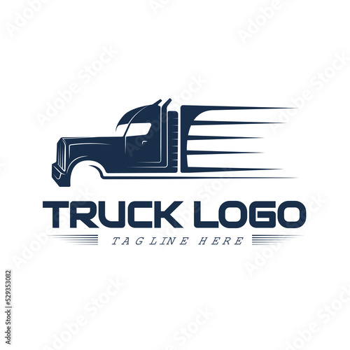 Semi Truck logo side view silhouette illustration
