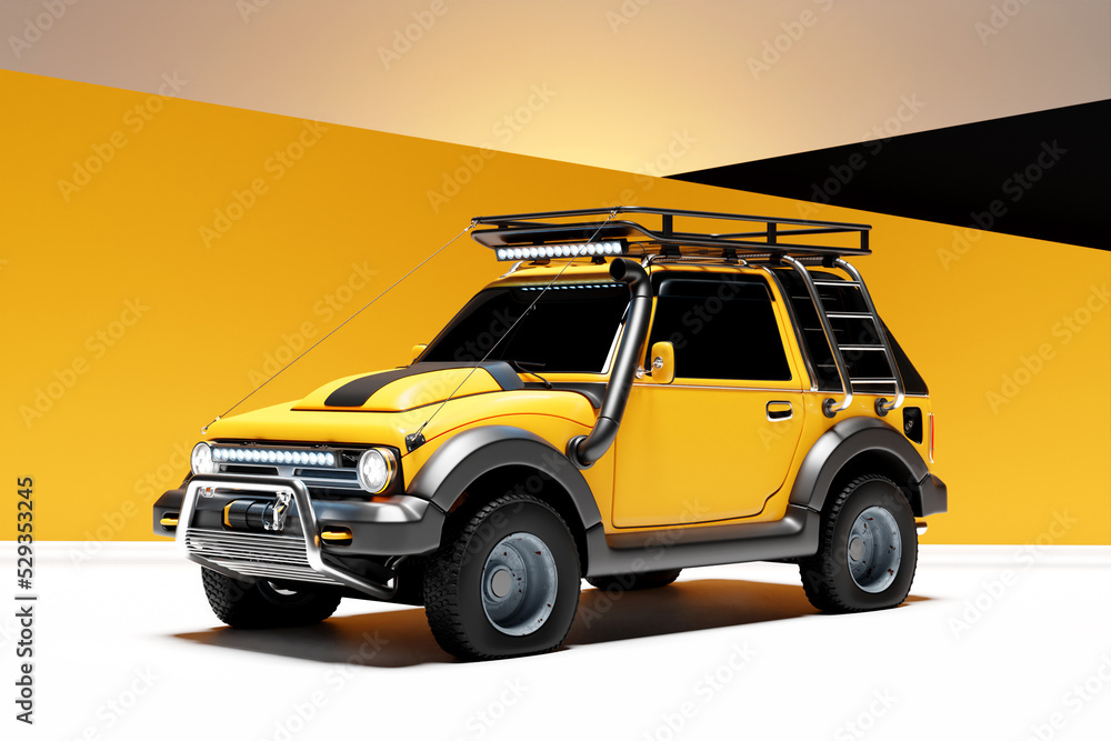 3D illustration of a classic 4x4 land utility vehicle 3D illustration of a classic 4x4 land utility vehicle