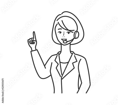 説明をするスーツ姿の若い女性のイラスト