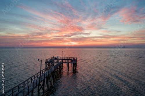 Pier on Mobile Bay at sunset in Daphne, Alabama