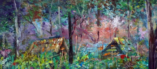 Panel kuchenny z motywem hand painted art impressionism brush stroke painting abstract oil color background  