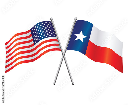 usa and texas flags crossed alliance