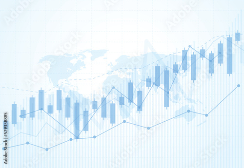 Business candle stick graph chart of stock market investment trading on dark background design. Bullish point, Trend of graph. Vector illustration