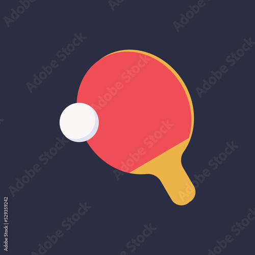 Vector illustration of ping pong ball and racket
