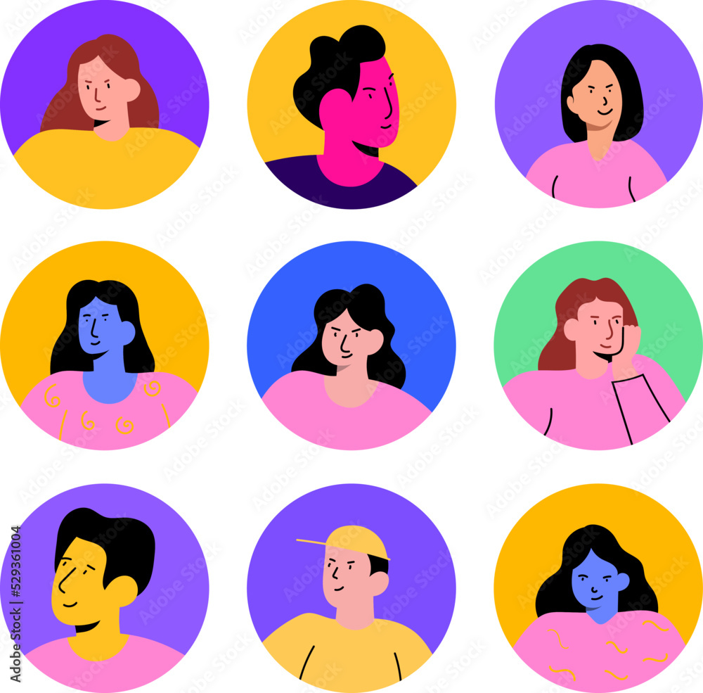 Bundle of different people avatars. Set of colorful user portraits ...