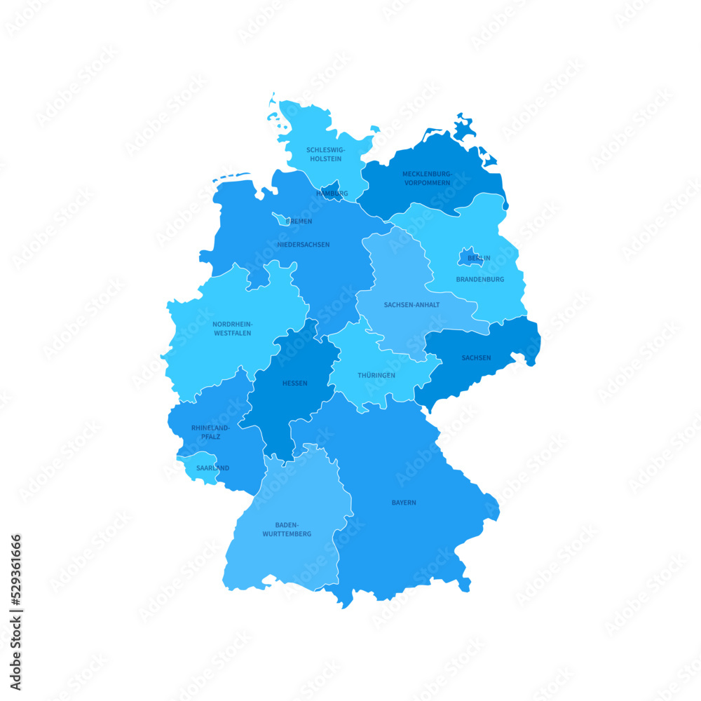 Germany Regions Map with Editable Outline Vector Illustration