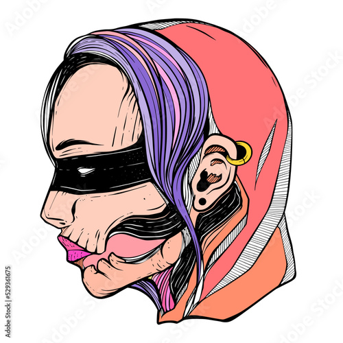portrait of a person with a mask illustrtion women art skull