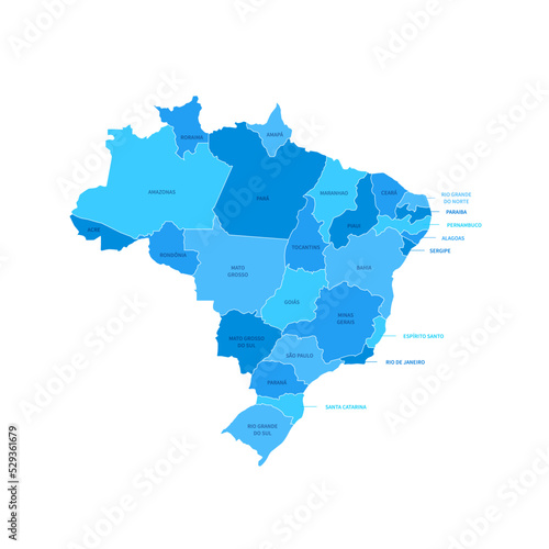 Brazil Regions Map with Editable Outline Vector Illustration