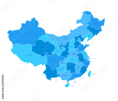 China Regions Map with Editable Outline Vector Illustration