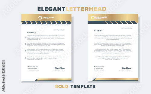 Modern and elegant gold luxury letterhead design template for company stationery design