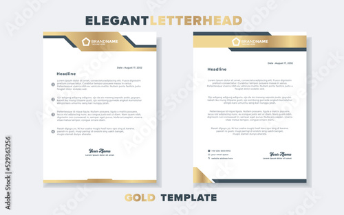 Modern and elegant gold luxury letterhead design template for company stationery design