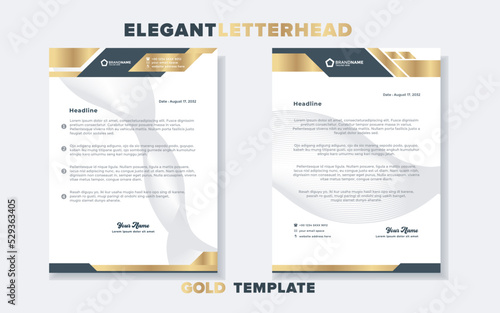 Modern and elegant gold luxury letterhead design template for company stationery design