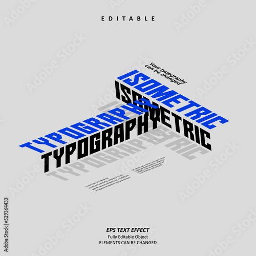 Editable Text Effect Vector of Blue Alphabet Isometric Typography for Poster Printing, brochure, book