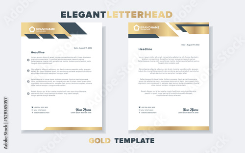 Modern and elegant gold luxury letterhead design template for company stationery design