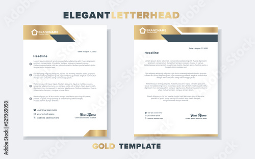 Modern and elegant gold luxury letterhead design template for company stationery design