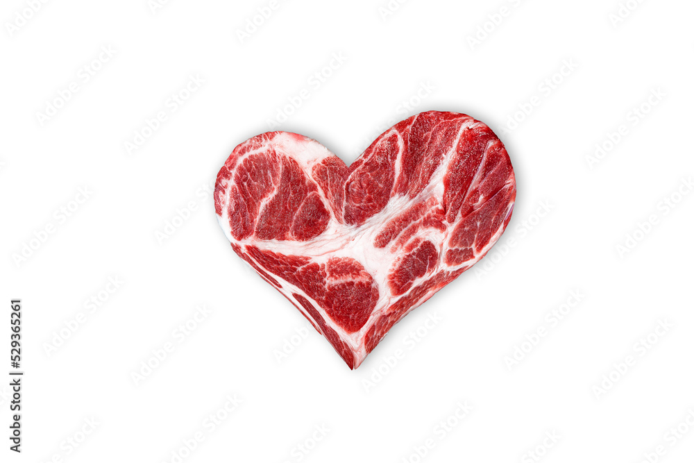 Meat heart isolated on transparent background