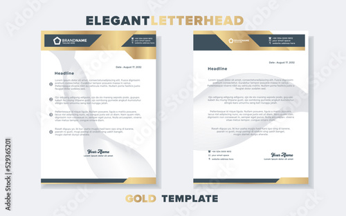 Modern and elegant gold luxury letterhead design template for company stationery design