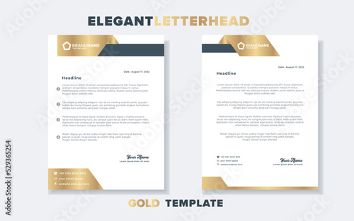 Modern and elegant gold luxury letterhead design template for company stationery design
