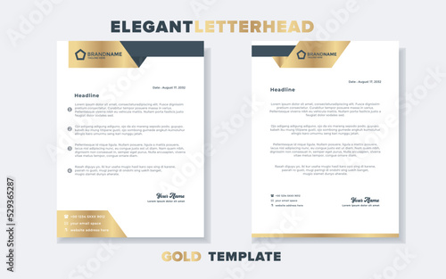 Modern and elegant gold luxury letterhead design template for company stationery design