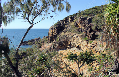 Cliff next to the ocean at Seventeen Seventy in Queensland, Australia