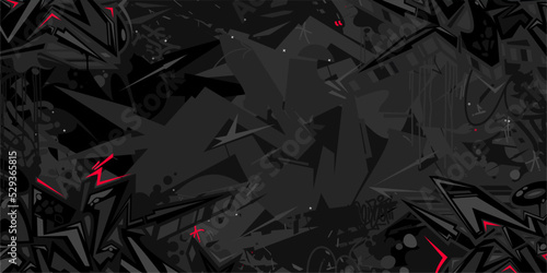 Dark Black Abstract Flat Urban Street Art Graffiti Style Vector Illustration Template Background
