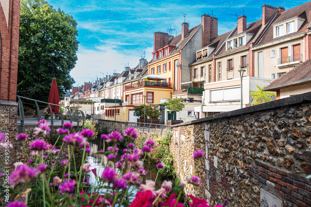 Street view of old village Evreux in France