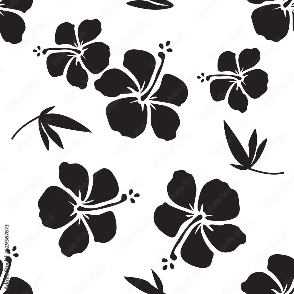 Fototapeta premium Hibiscus seamless pattern, background