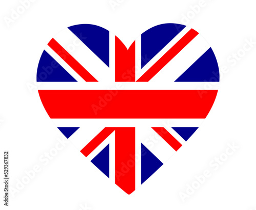 British United Kingdom Flag National Europe Emblem Heart Icon Vector Illustration Abstract Design Element