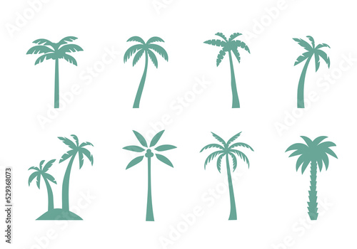 Green palm trees set