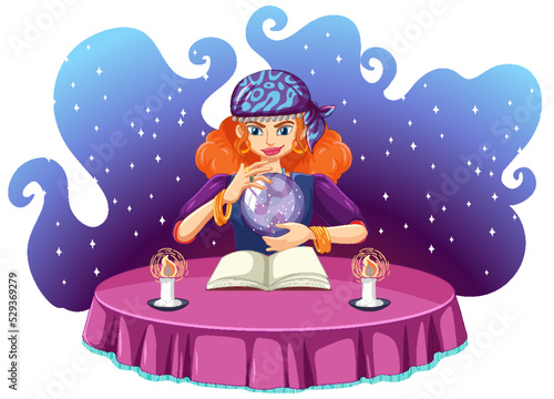 Fortune teller and crystal ball