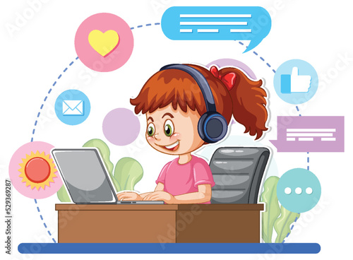 A girl browsing social media