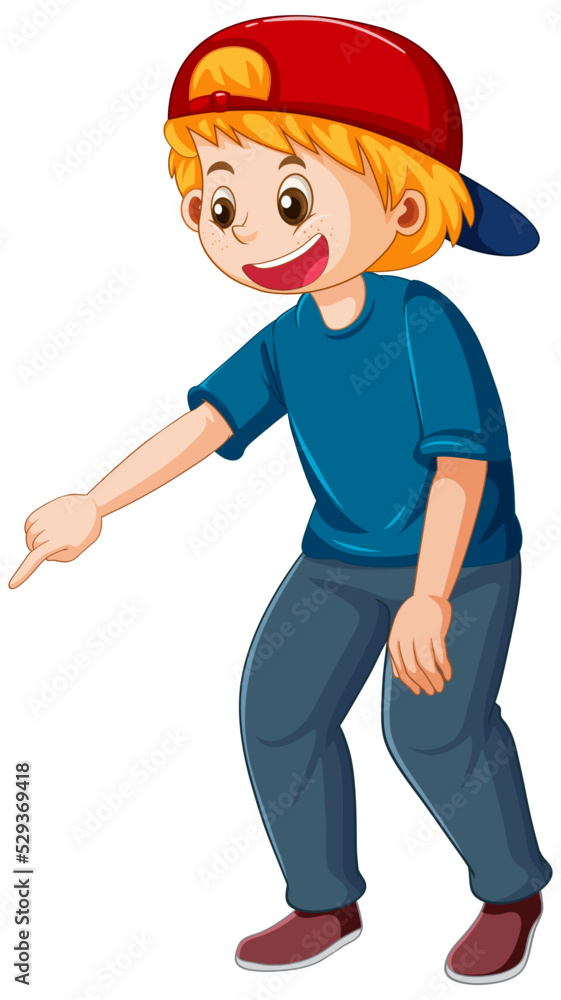 A boy laughing cartoon character