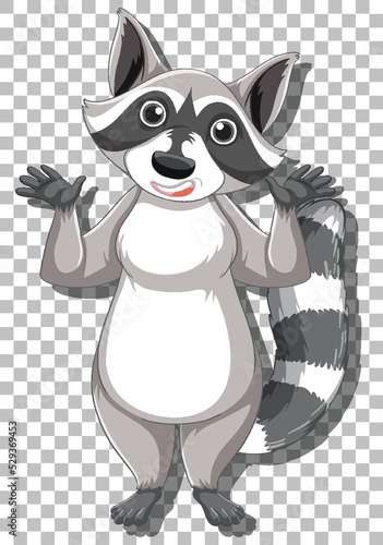 Raccoon cartoon character isolated