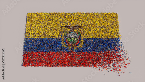 Ecuadorian Banner Background, with People congregating to form the Flag of Ecuador. photo
