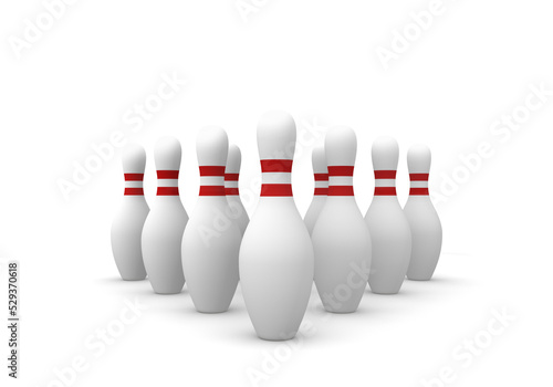 bowling　skittles pins ,3D illustration