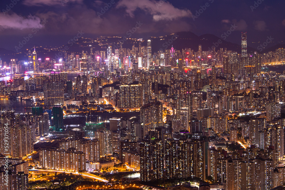 Night view at Fei Ngo Shan (Kowloon Peak), Hong Kong