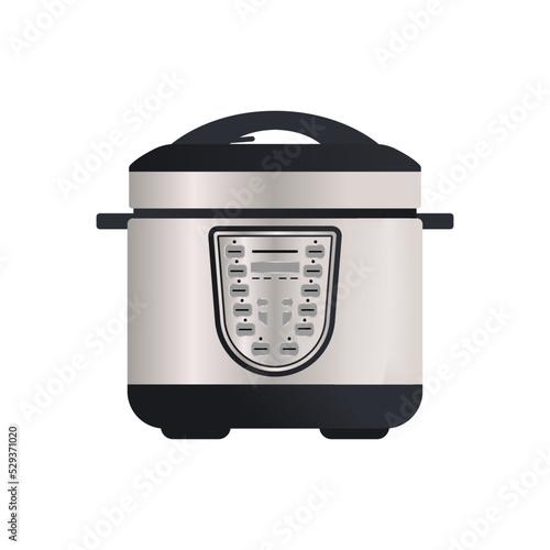 Multi cooker icon. Modern electronic appliance, realistic household device, kitchen interior equipment isolated vector illustration.
