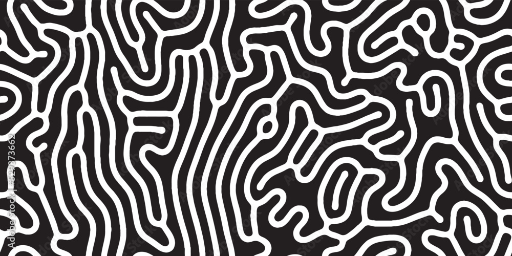 Abstract organic seamless pattern in black and white